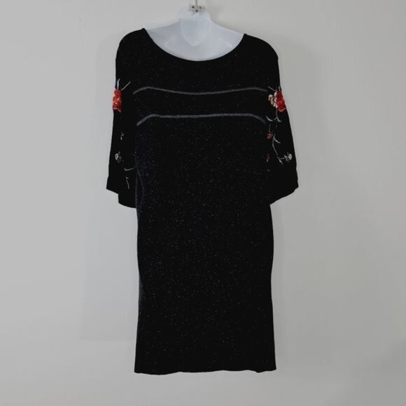 Free People Black Kimono Embroidered Sleeve‎ Tunic Size S - Picture 4 of 10